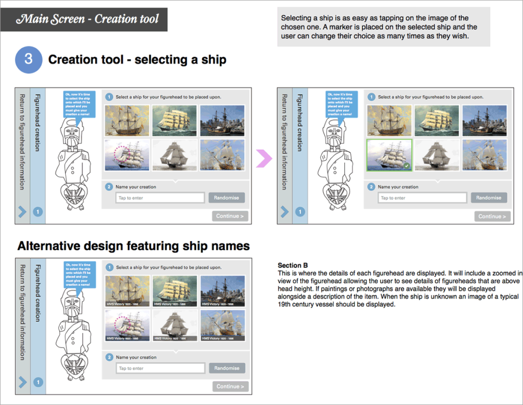 Selecting a ship